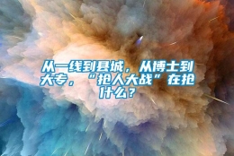 从一线到县城，从博士到大专，“抢人大战”在抢什么？