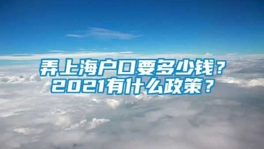 弄上海户口要多少钱？2021有什么政策？