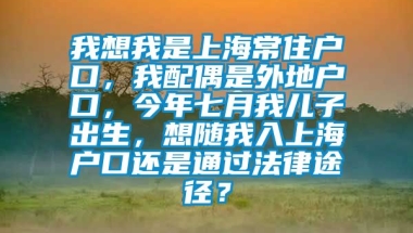 我想我是上海常住户口，我配偶是外地户口，今年七月我儿子出生，想随我入上海户口还是通过法律途径？