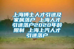 上海博士人才引进及家属落户 上海人才引进落户2020年龄限制 上海上汽人才引进落户