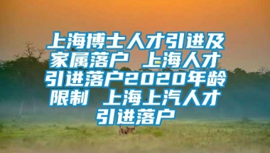 上海博士人才引进及家属落户 上海人才引进落户2020年龄限制 上海上汽人才引进落户