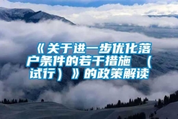 《关于进一步优化落户条件的若干措施 （试行）》的政策解读