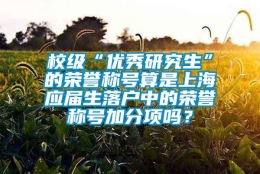 校级“优秀研究生”的荣誉称号算是上海应届生落户中的荣誉称号加分项吗？