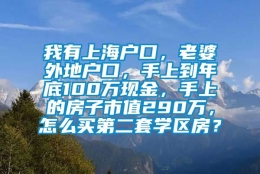 我有上海户口，老婆外地户口，手上到年底100万现金，手上的房子市值290万，怎么买第二套学区房？