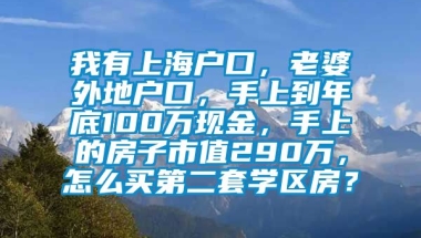 我有上海户口，老婆外地户口，手上到年底100万现金，手上的房子市值290万，怎么买第二套学区房？