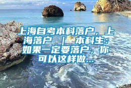 上海自考本科落户，上海落户 ｜ 本科生：如果一定要落户，你可以这样做...