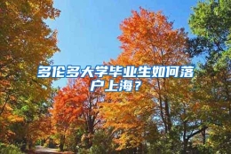 多伦多大学毕业生如何落户上海？