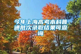 今年上海高考本科普通批次录取结果可查询