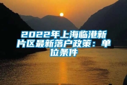 2022年上海临港新片区最新落户政策：单位条件