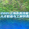 2021上海市高技能人才职业与工种列表