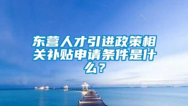 东营人才引进政策相关补贴申请条件是什么？