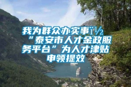 我为群众办实事｜“泰安市人才金政服务平台”为人才津贴申领提效