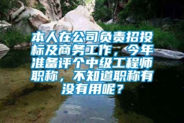 本人在公司负责招投标及商务工作，今年准备评个中级工程师职称，不知道职称有没有用呢？