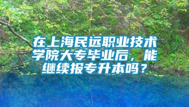 在上海民远职业技术学院大专毕业后，能继续报专升本吗？