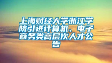 上海财经大学浙江学院引进计算机、电子商务类高层次人才公告