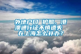 外地户口 护照、港澳通行证不慎遗失 在上海怎么补办？