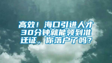 高效！海口引进人才30分钟就能领到准迁证，你落户了吗？