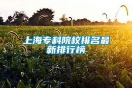 上海专科院校排名最新排行榜