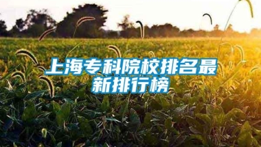 上海专科院校排名最新排行榜