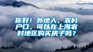 你好！外地人，农村户口，可以在上海农村地区购买房子吗？