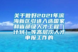 关于做好2021年滨海新区引进入选国家和省部级人才工程（计划）等高层次人才申报工作的