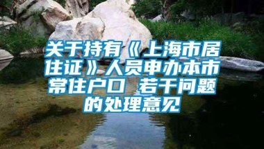 关于持有《上海市居住证》人员申办本市常住户口 若干问题的处理意见