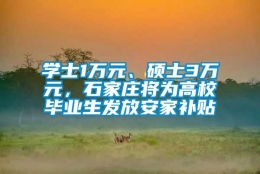 学士1万元、硕士3万元，石家庄将为高校毕业生发放安家补贴