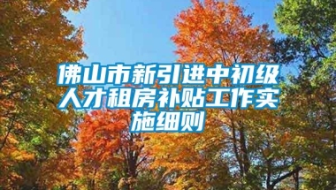 佛山市新引进中初级人才租房补贴工作实施细则