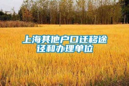 上海其他户口迁移途径和办理单位