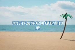 闵行区居转户中级职称目录