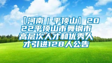 【河南｜平顶山】2022平顶山市舞钢市高层次人才和优秀人才引进128人公告