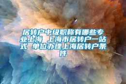 居转户中级职称有哪些专业上海 上海市居转户一站式 单位办理上海居转户条件