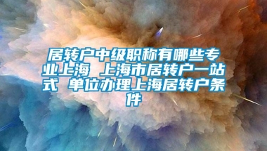 居转户中级职称有哪些专业上海 上海市居转户一站式 单位办理上海居转户条件