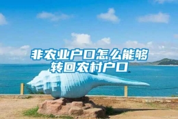 非农业户口怎么能够转回农村户口