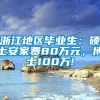 浙江地区毕业生：硕士安家费80万元，博士100万!