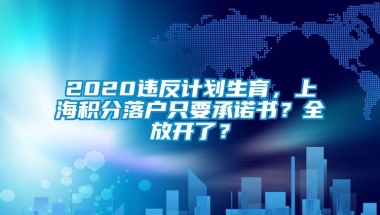 2020违反计划生育，上海积分落户只要承诺书？全放开了？