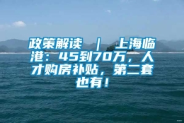 政策解读 ｜ 上海临港：45到70万，人才购房补贴，第二套也有！