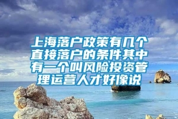 上海落户政策有几个直接落户的条件其中有一个叫风险投资管理运营人才好像说