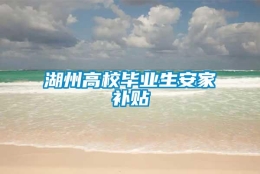 湖州高校毕业生安家补贴