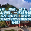 大专、本科、硕士、博士购房，一次性补贴5万-30万！临安区为聚才引才推出购房补贴！