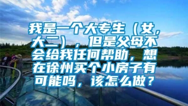 我是一个大专生（女，大二），但是父母不会给我任何帮助，想在徐州买个小房子有可能吗，该怎么做？