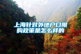 上海针对外地户口限购政策是怎么样的