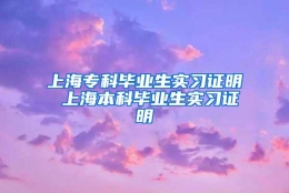 上海专科毕业生实习证明 上海本科毕业生实习证明