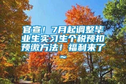 官宣！7月起调整毕业生实习生个税预扣预缴方法！福利来了~