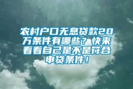 农村户口无息贷款20万条件有哪些？快来看看自己是不是符合申贷条件！