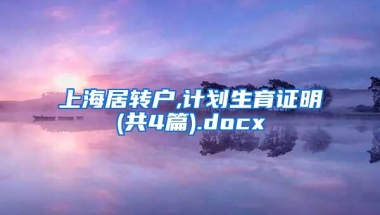 上海居转户,计划生育证明(共4篇).docx