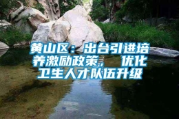 黄山区：出台引进培养激励政策， 优化卫生人才队伍升级