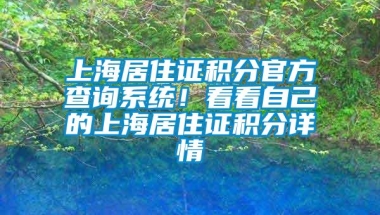 上海居住证积分官方查询系统！看看自己的上海居住证积分详情