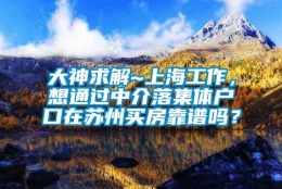 大神求解~上海工作，想通过中介落集体户口在苏州买房靠谱吗？