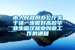 市人民政府办公厅关于进一步做好高校毕业生留汉就业创业工作的通知